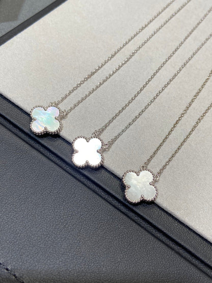 ¡®lume Jewelry¡¯CLOVER MEDIUM SILVER WHITE MOP NECKLACE