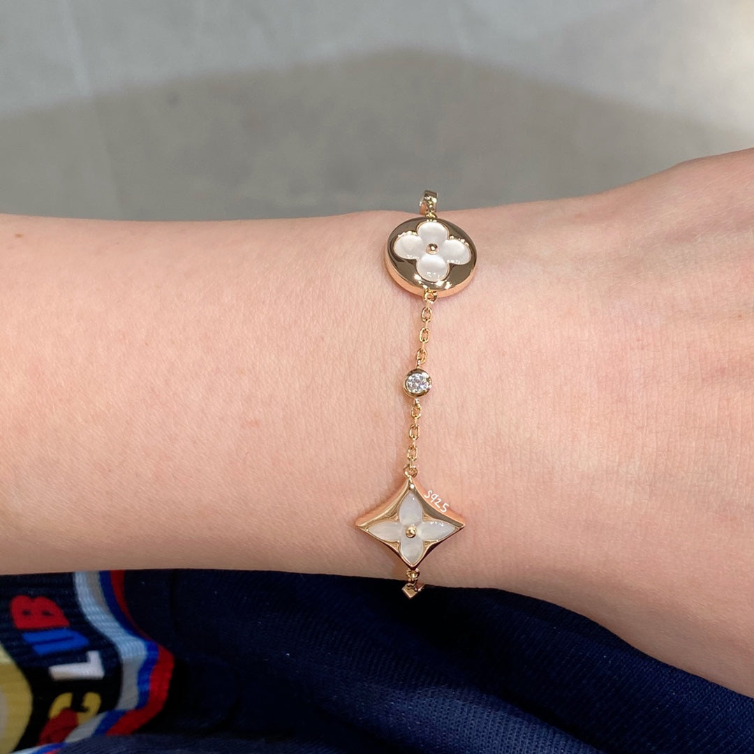 ¡®lume Jewelry¡¯STAR AND SUN 4 MOTIF WHITE MOP PINK GOLD BRACELET