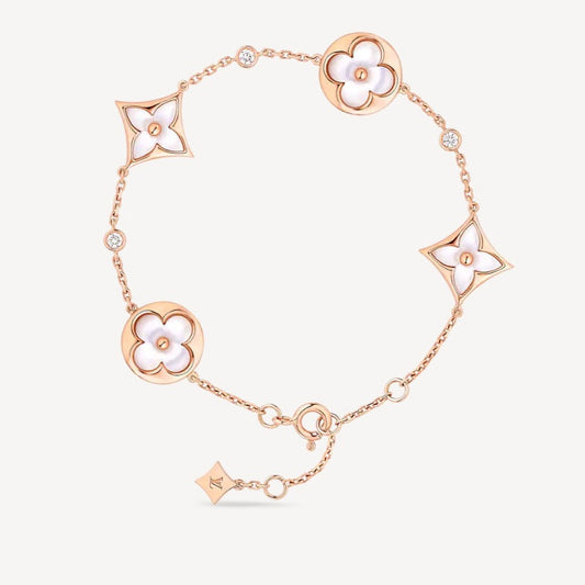 ¡®lume Jewelry¡¯STAR AND SUN 4 MOTIF WHITE MOP PINK GOLD BRACELET