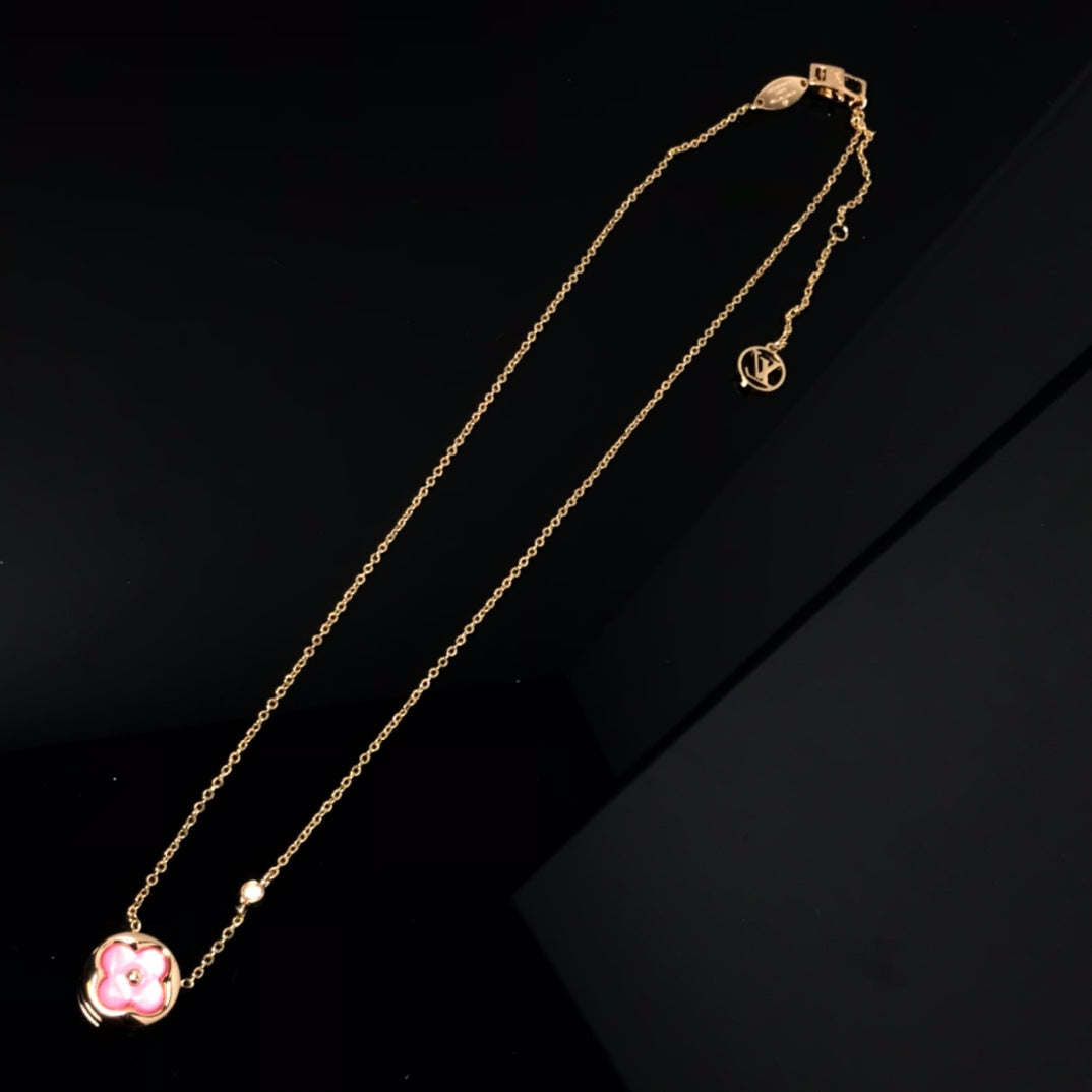 ¡®lume Jewelry¡¯COLOR BLOSSOM PINK MOP SUN GOLD NECKLACE