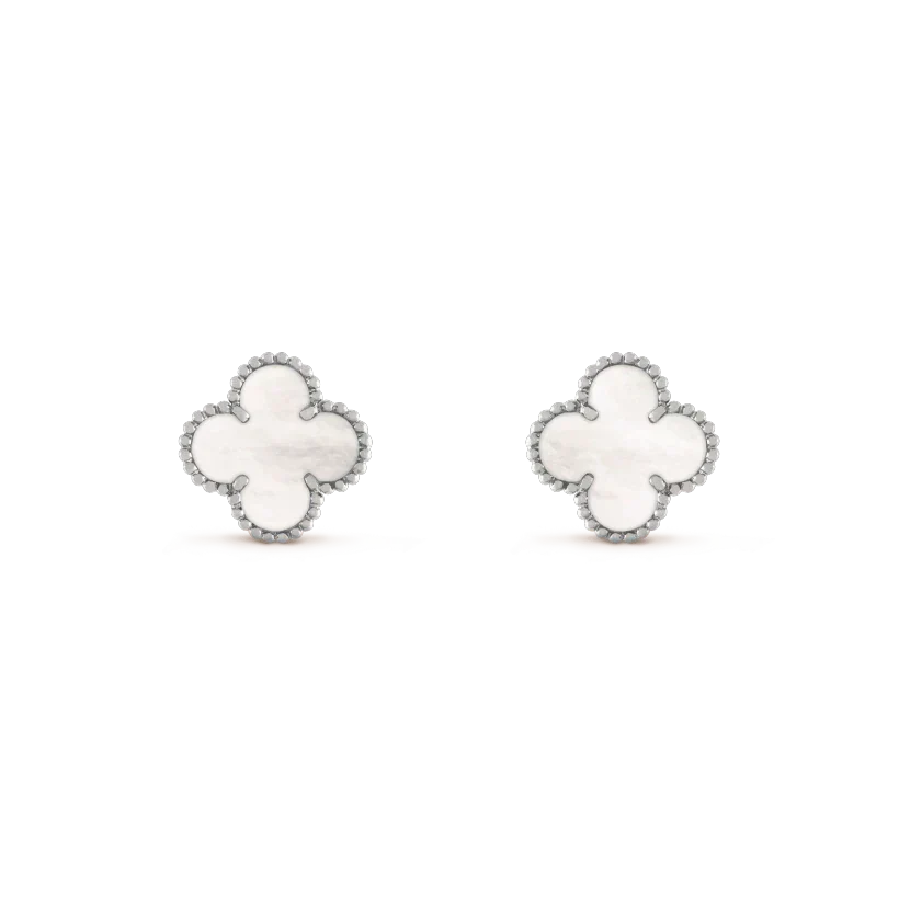 ¡®lume Jewelry¡¯CLOVER MEDIUM 1 MOTIFS  WHITE MOP EARRINGS SILVER