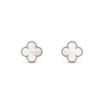 ¡®lume Jewelry¡¯CLOVER MEDIUM 1 MOTIFS  WHITE MOP EARRINGS SILVER