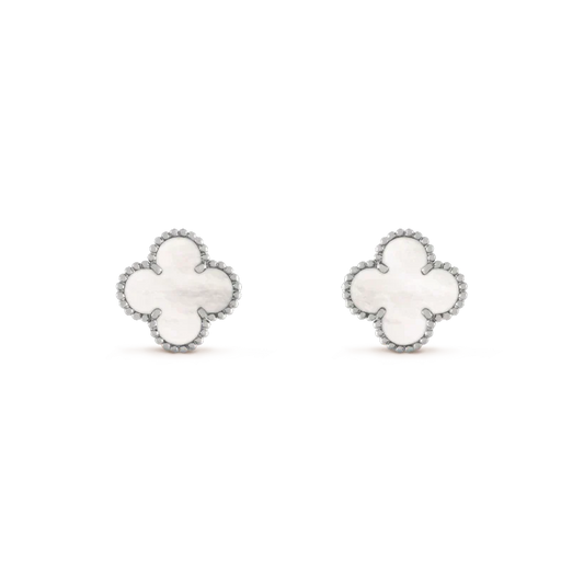 ¡®lume Jewelry¡¯CLOVER MEDIUM 1 MOTIFS  WHITE MOP EARRINGS SILVER