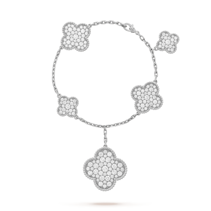 ¡®lume Jewelry¡¯CLOVER 6 MOTIFS SILVER DIAMOND BRACELET