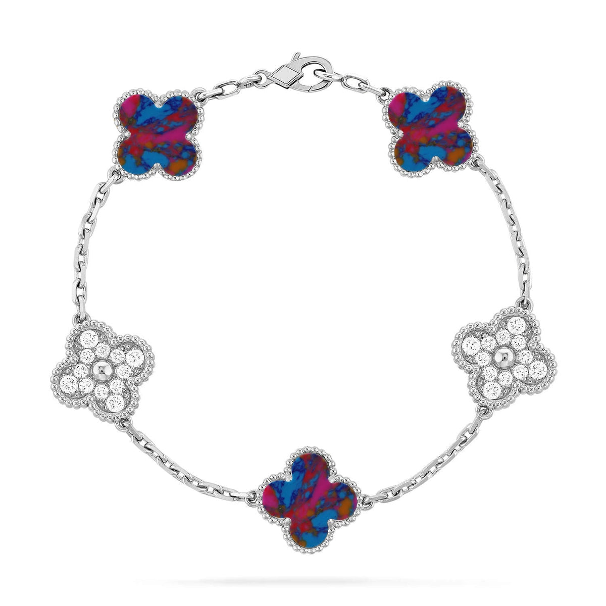 [lume Jewelry]New CLOVER 5 MOTIF COLOR GEMSTONES BRACELET COLLECTION