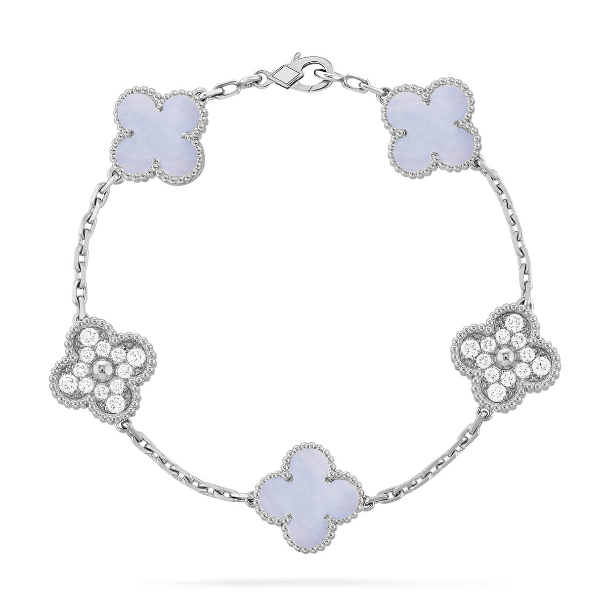 [lume Jewelry]New  CLOVER 5 MOTIF PURPLE CHALCEDONY BRACELET COLLECTION