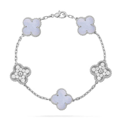 [lume Jewelry]New  CLOVER 5 MOTIF PURPLE CHALCEDONY BRACELET COLLECTION