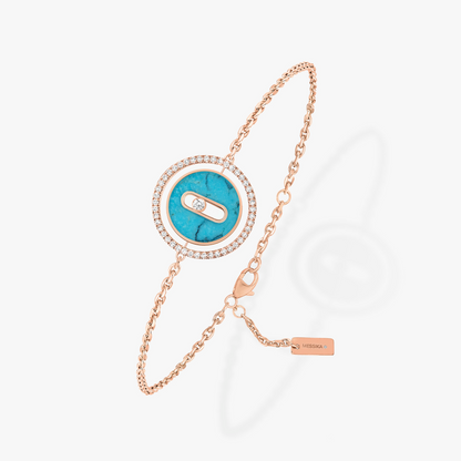 [lume Jewelry]LUCKY MOVE TURQUOISE PINK GOLD DIAMOND BRACELET(Adjustable)