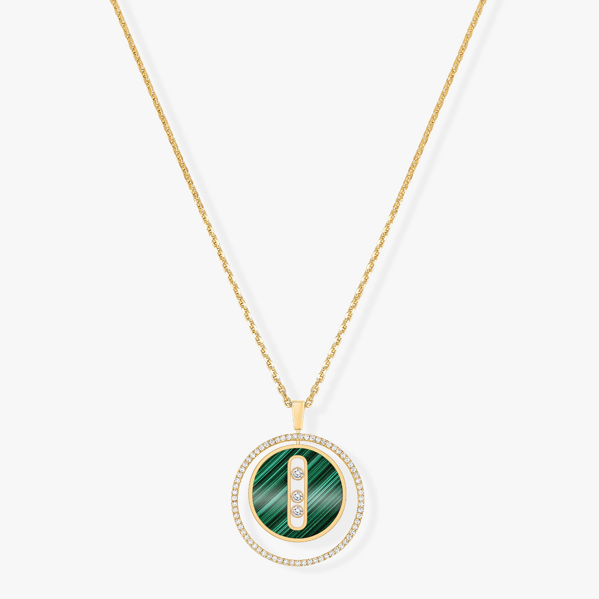 [lume Jewelry]LUCKY MOVE 3 DIAMOND MALACHITE GOLD DIAMOND NECKLACE