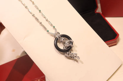 ¡®lume Jewelry¡¯Pave Panther Circle Pendant Necklace