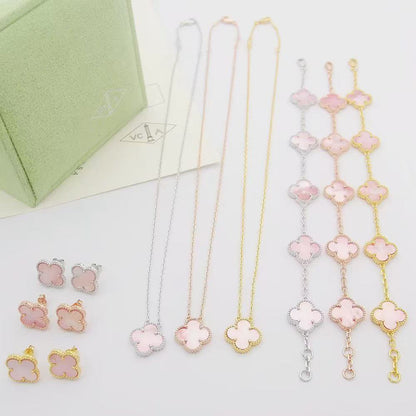 [lume Jewelry]Clover Mini Pink Earrings