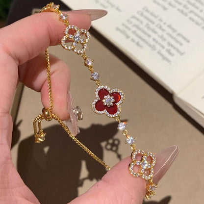 ¡®lume Jewelry¡¯CLOVER 5 MOTIF PINK BLUE RED WHITE BRACELET