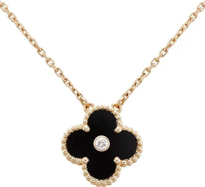 ¡®lume Jewelry¡¯CLOVER 15MM DIAMOND ONYX NECKLACE