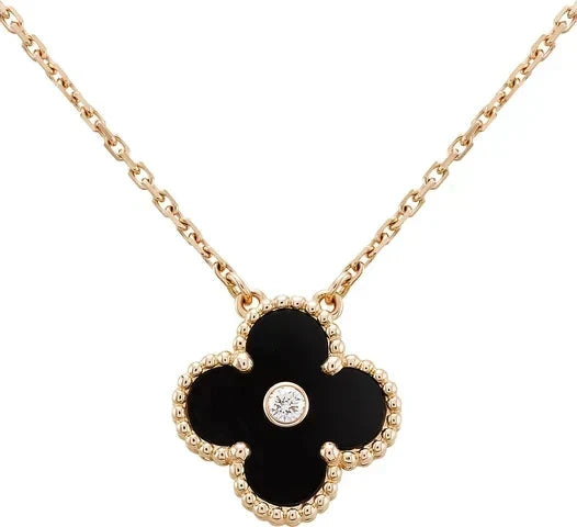 ¡®lume Jewelry¡¯CLOVER 15MM DIAMOND ONYX NECKLACE