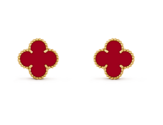 [lume Jewelry] CLOVER 20MM RED AGATE EARRINGS