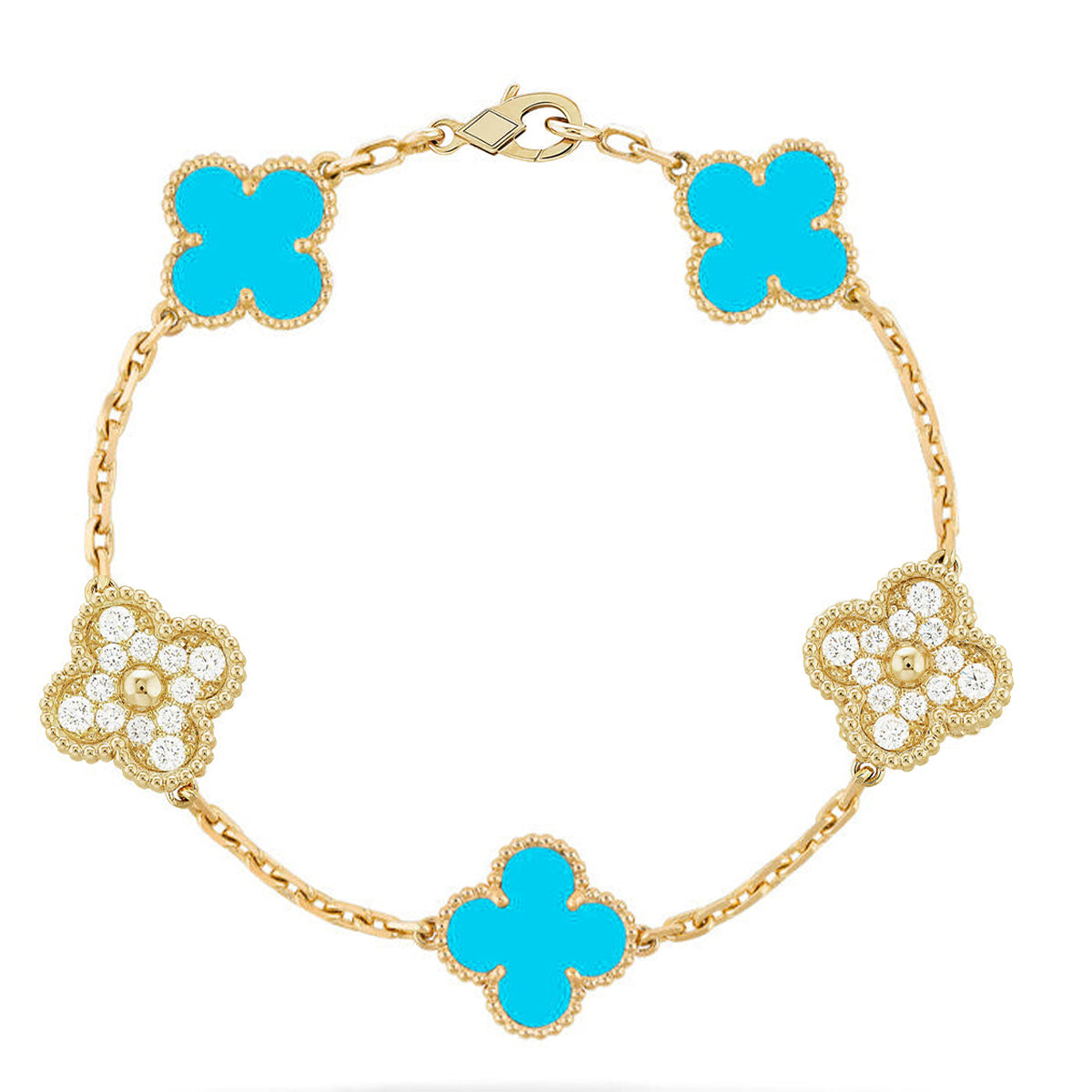 [lume Jewelry]New  CLOVER 5 MOTIF TURQUOISE BRACELET COLLECTION