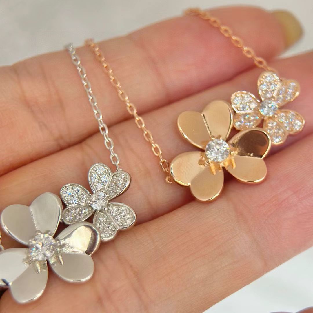 [lume Jewelry] Two Flowers & Clover Choker