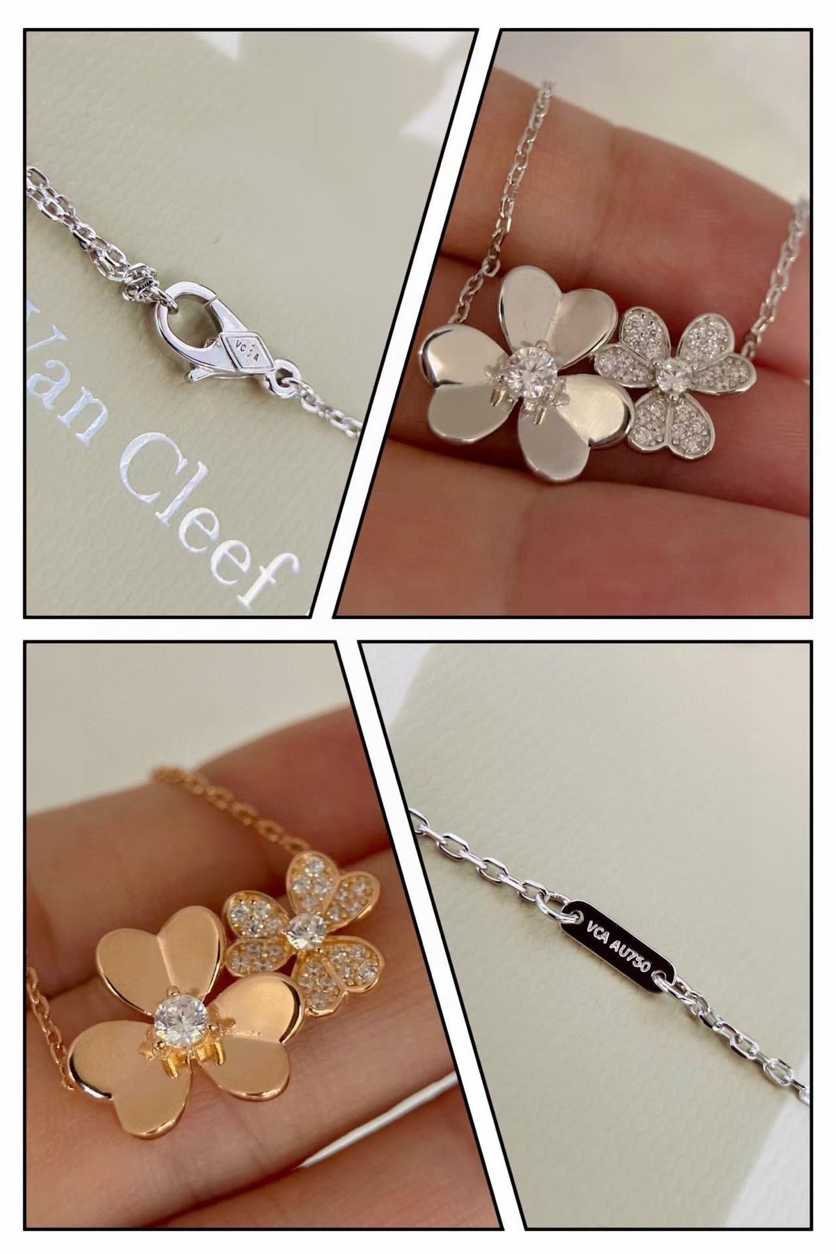 [lume Jewelry] Two Flowers & Clover Choker