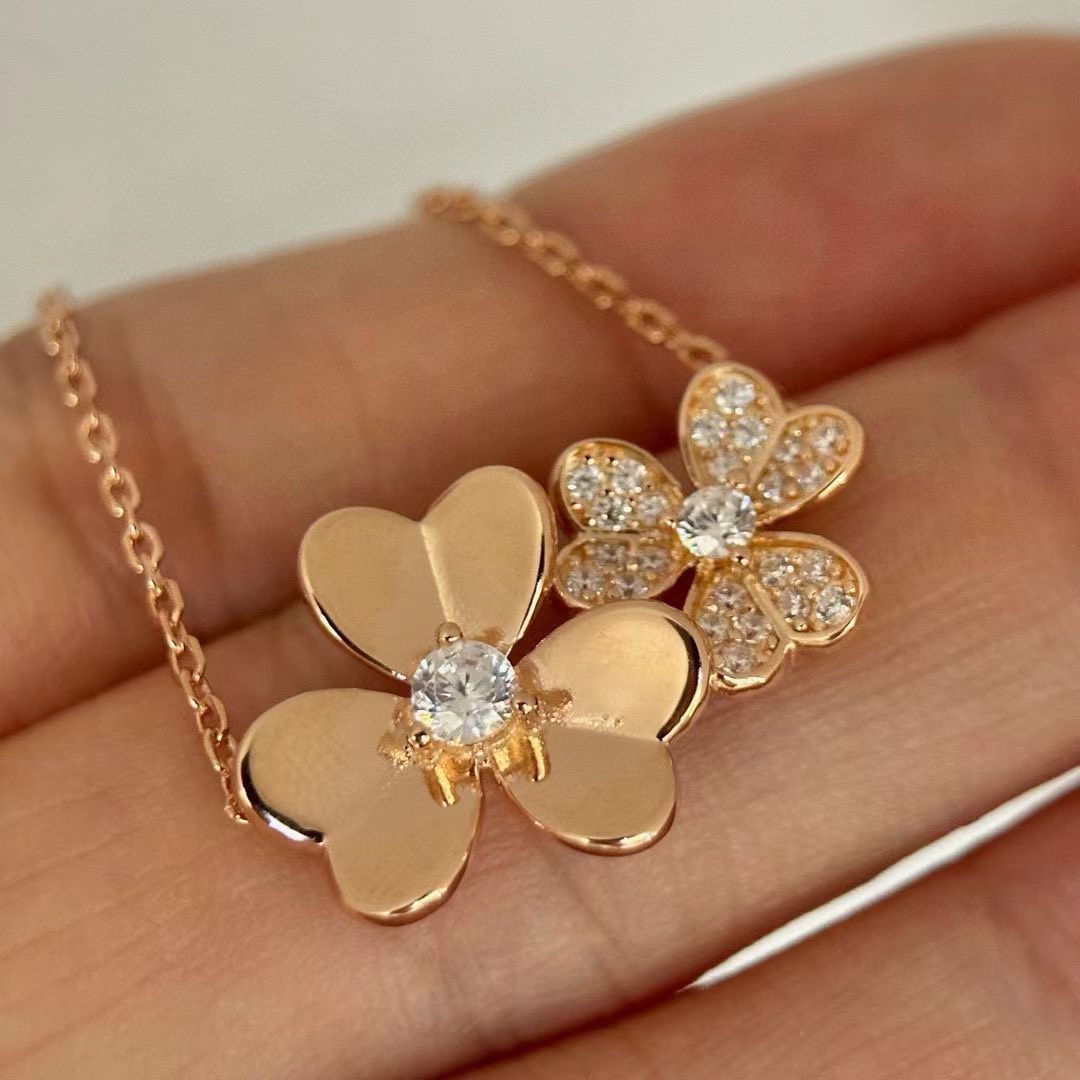 [lume Jewelry] Two Flowers & Clover Choker