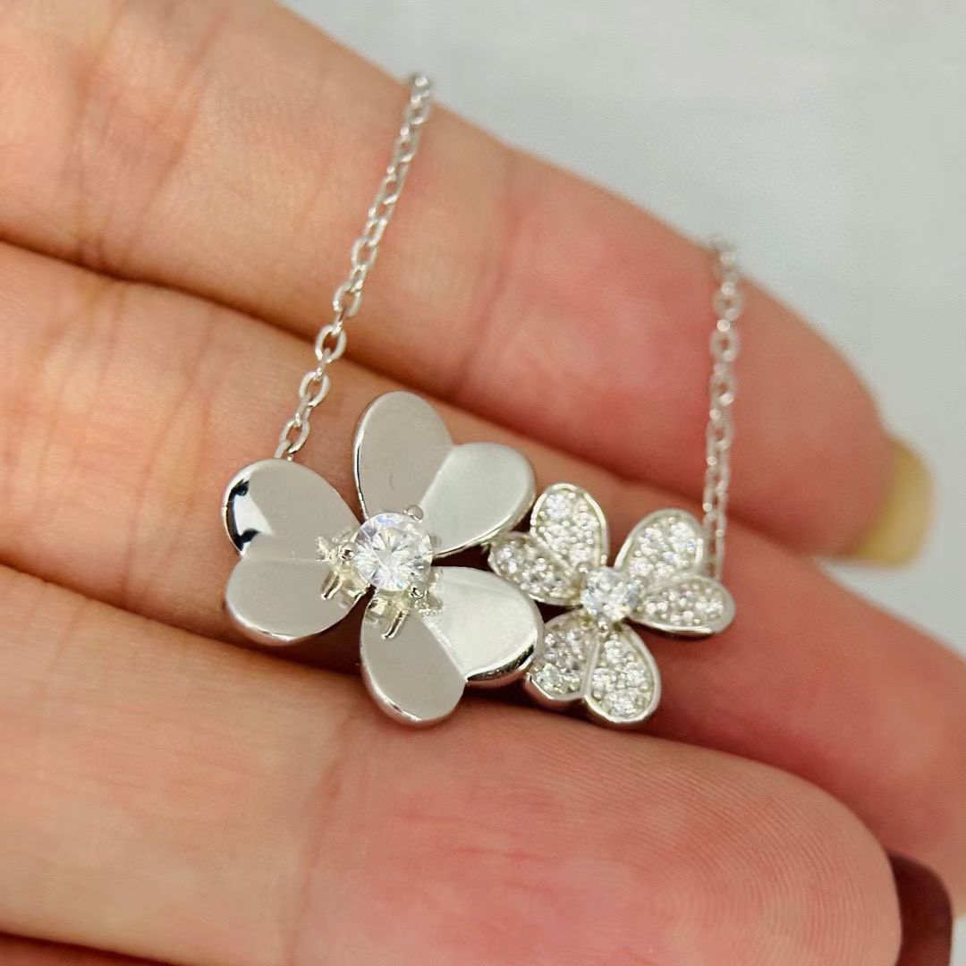 [lume Jewelry] Two Flowers & Clover Choker