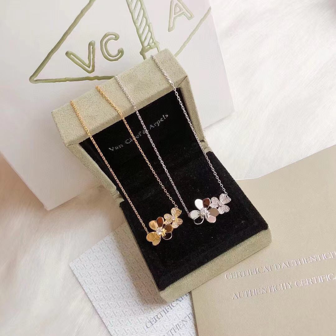 [lume Jewelry] Two Flowers & Clover Choker