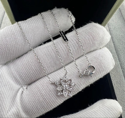 [lume Jewelry] Full Diamond Hollow Lotus Necklace Set