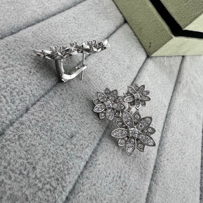 [lume Jewelry] Full Diamond Hollow Lotus Necklace Set