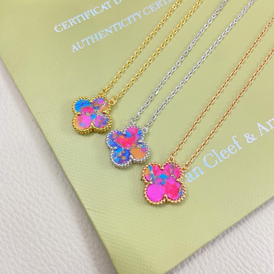 [lume Jewelry] 2026 New Plum Red Four-Leaf Clover Necklace