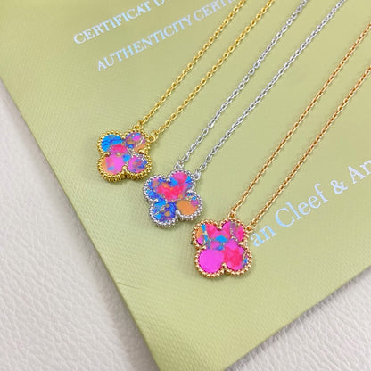 [lume Jewelry] 2026 New Plum Red Four-Leaf Clover Necklace