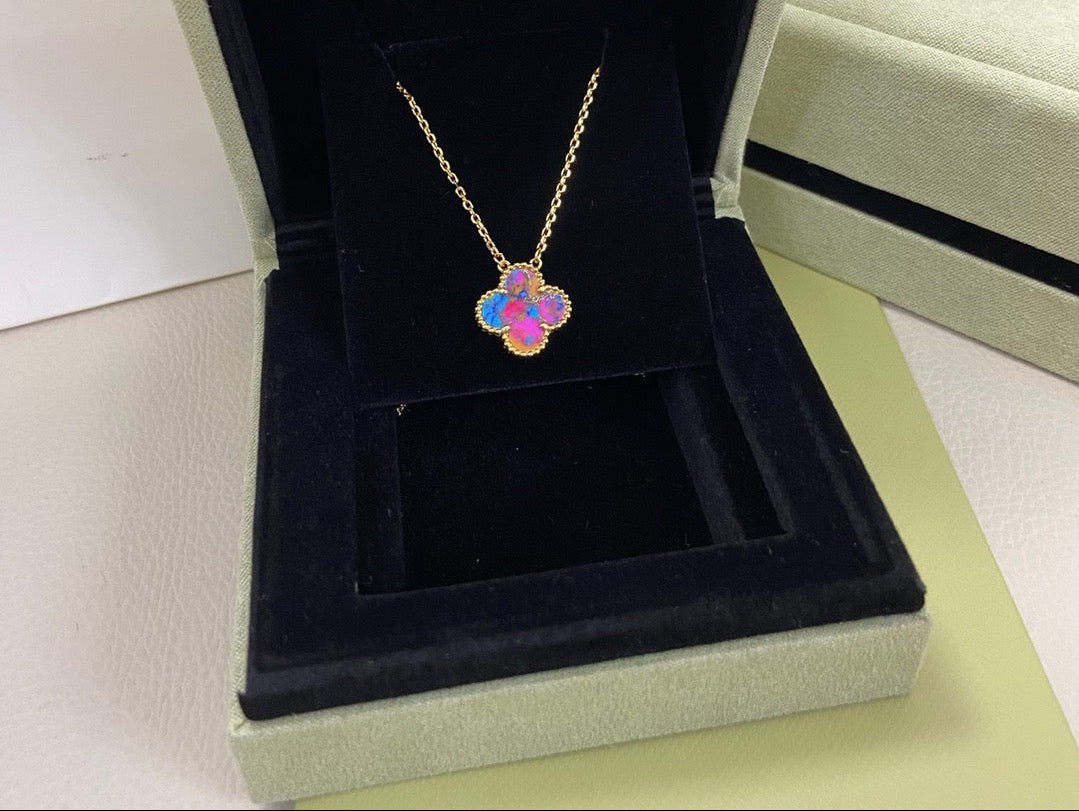[lume Jewelry] 2026 New Plum Red Four-Leaf Clover Necklace