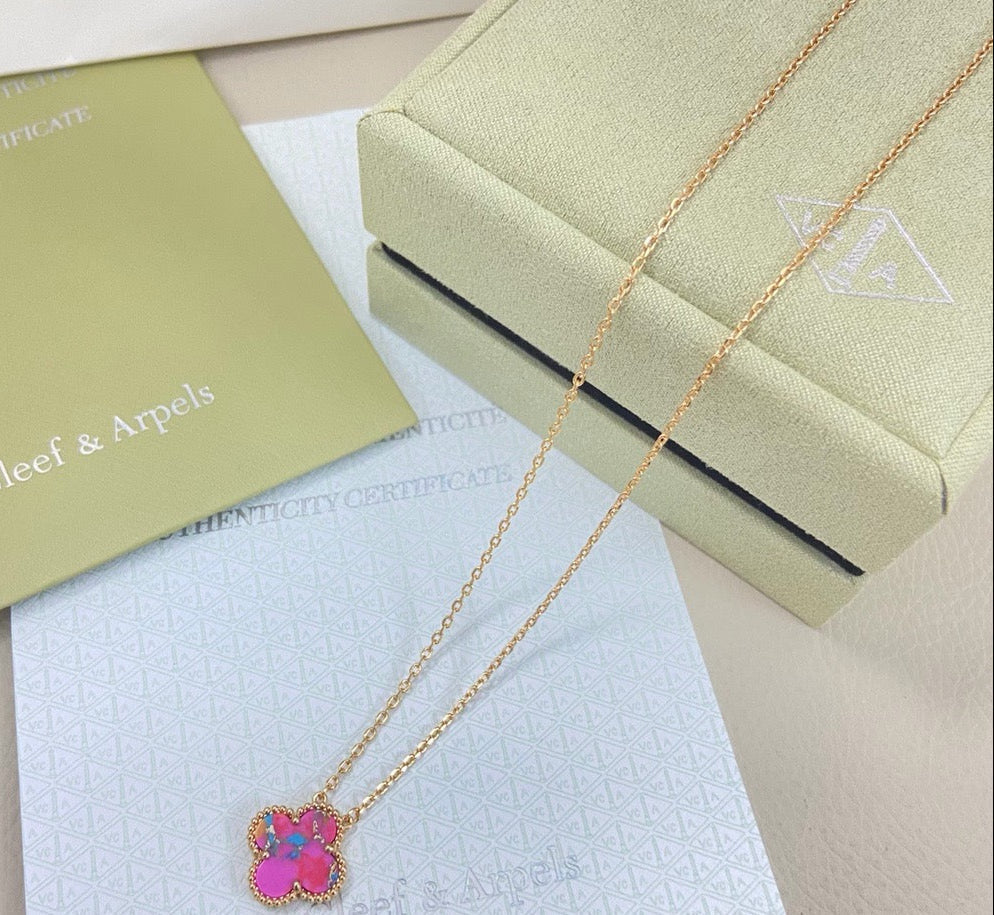 [lume Jewelry] 2026 New Plum Red Four-Leaf Clover Necklace