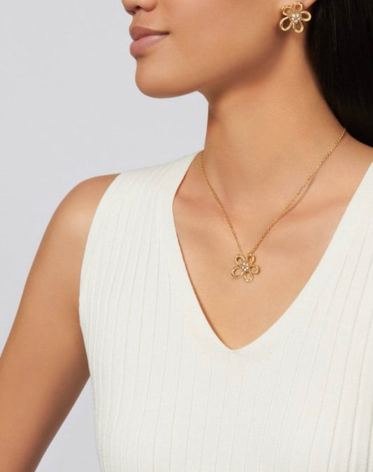 [lume Jewelry] Flower Jewelry Set with Diamond Center