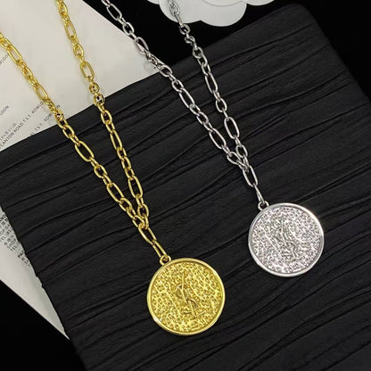 [lume Jewelry]Double-Chain Disc Pendant Necklace