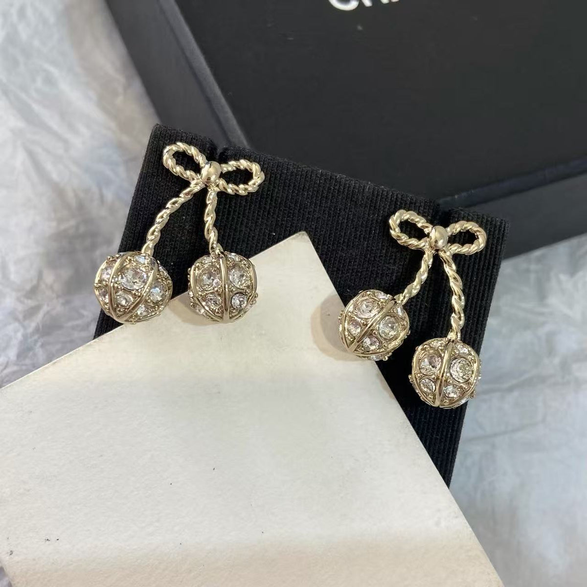 [lume Jewelry] Cherry Crystal Pavé Necklace & Stud Earrings& SeracelettB