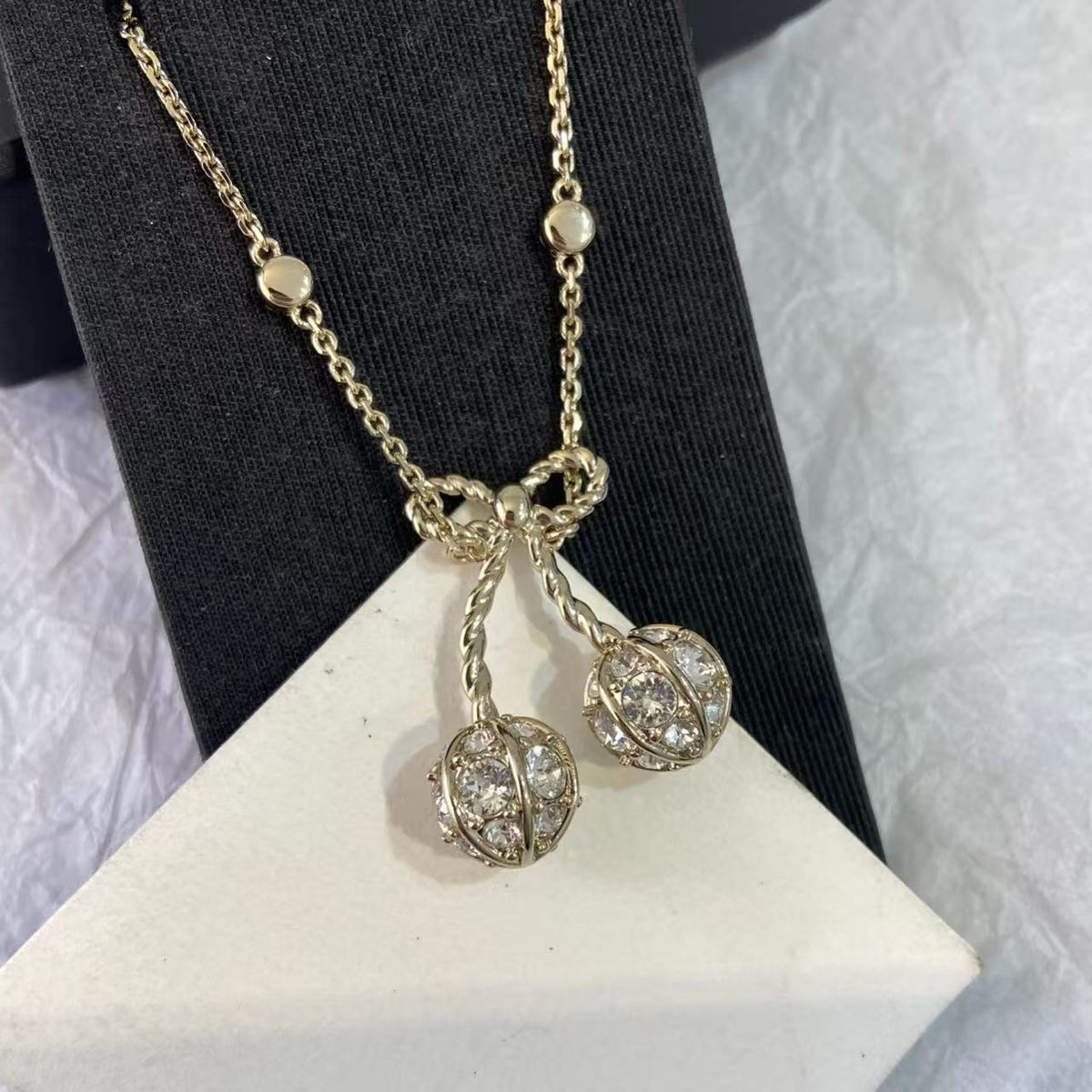 [lume Jewelry] Cherry Crystal Pavé Necklace & Stud Earrings& SeracelettB