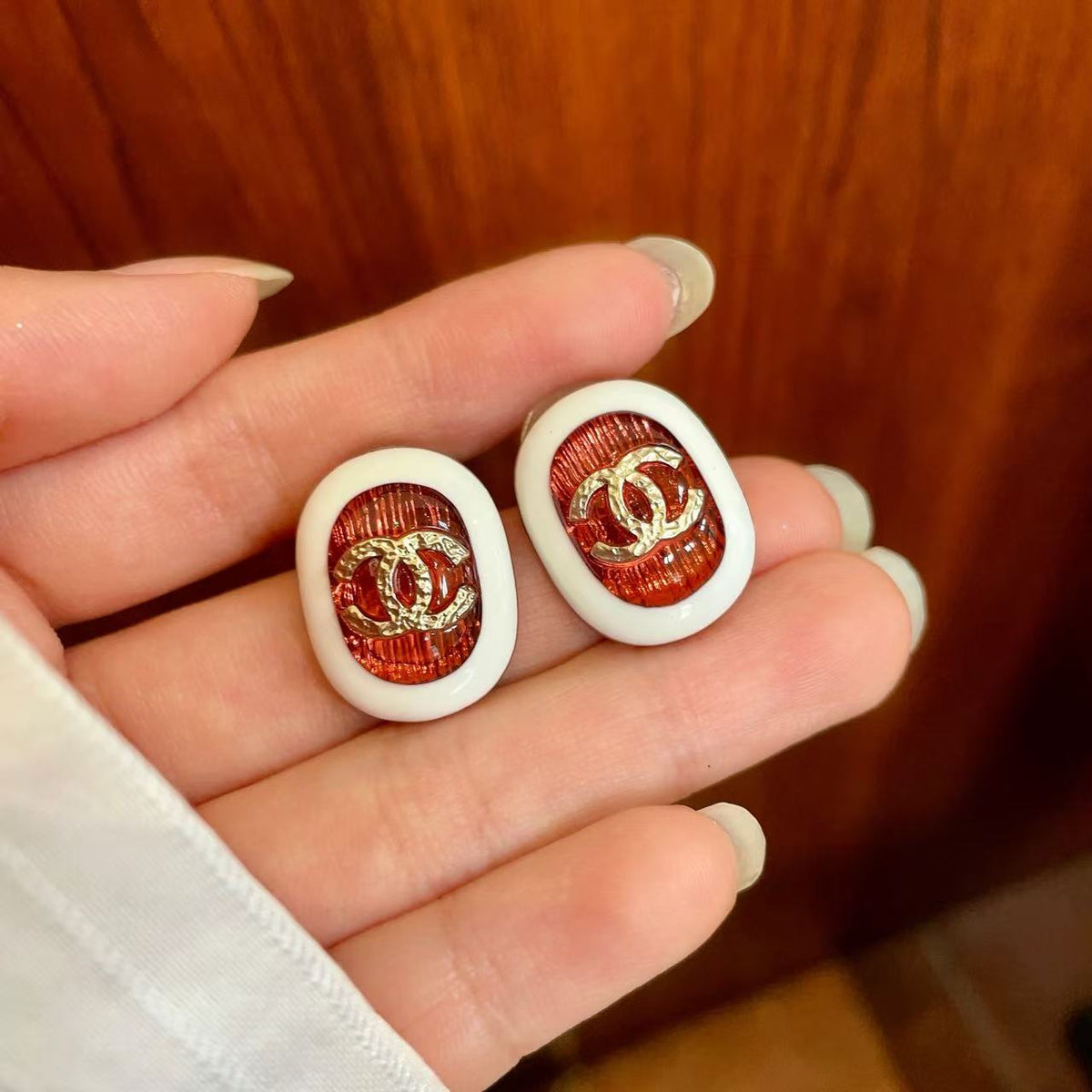 [lume Jewelry]Amber & Glass Stud Earrings