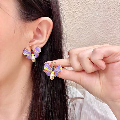 [lume Jewelry] Ladybug Enamel & Faux Pearl Clip-On Earrings