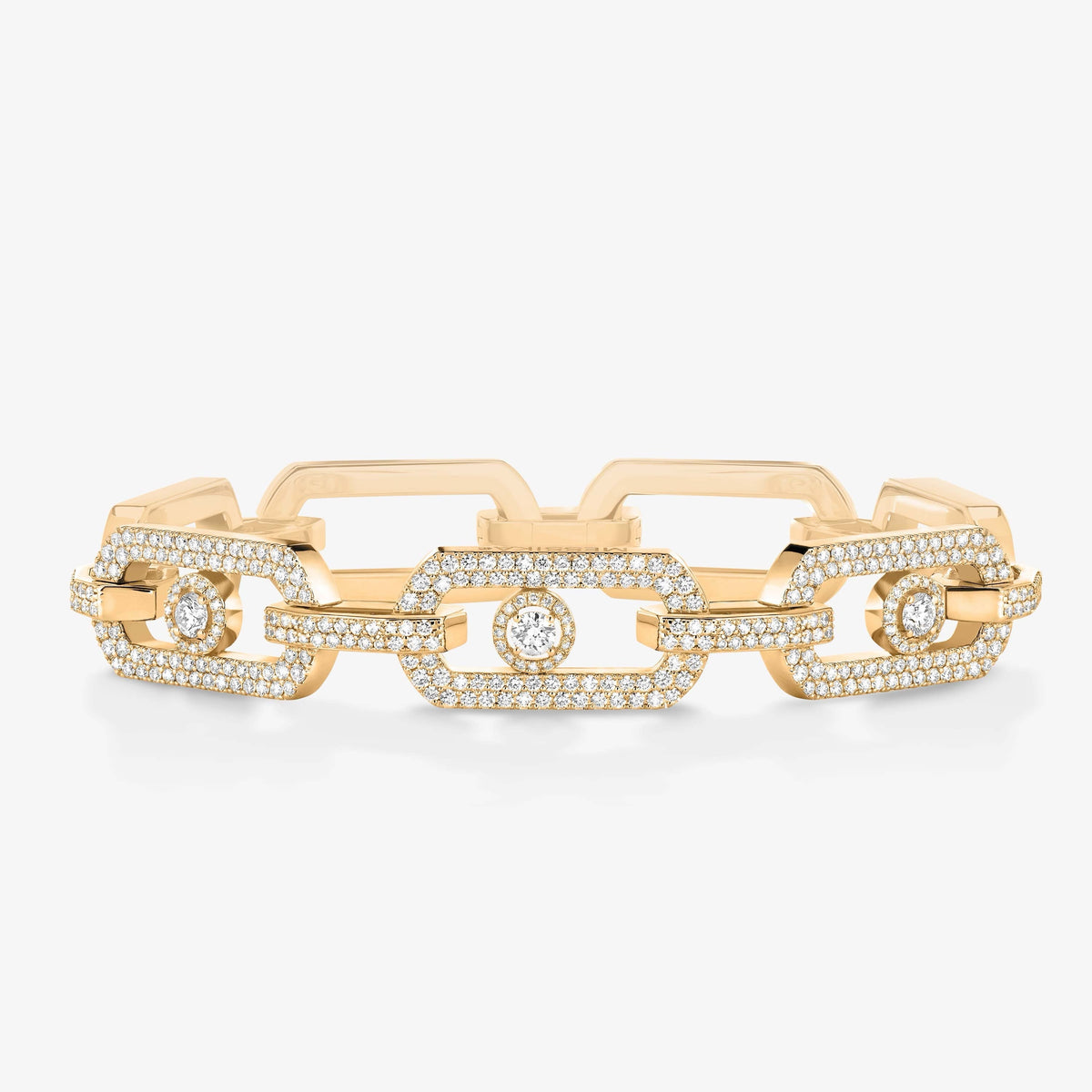 [lume Jewelry]Large Full Diamond Unisex Sliding Bracelet with Moissanite