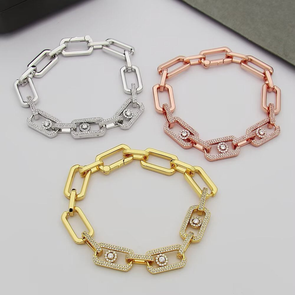 [lume Jewelry]Large Full Diamond Unisex Sliding Bracelet with Moissanite