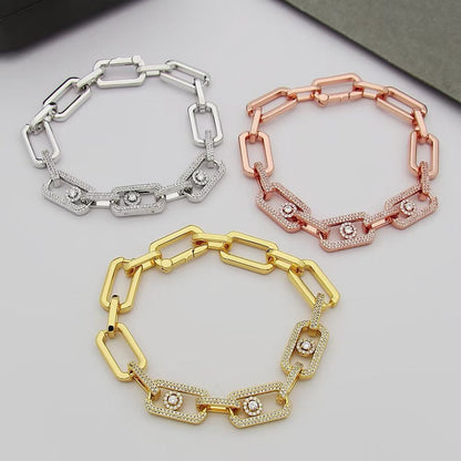 [lume Jewelry]Large Full Diamond Unisex Sliding Bracelet with Moissanite