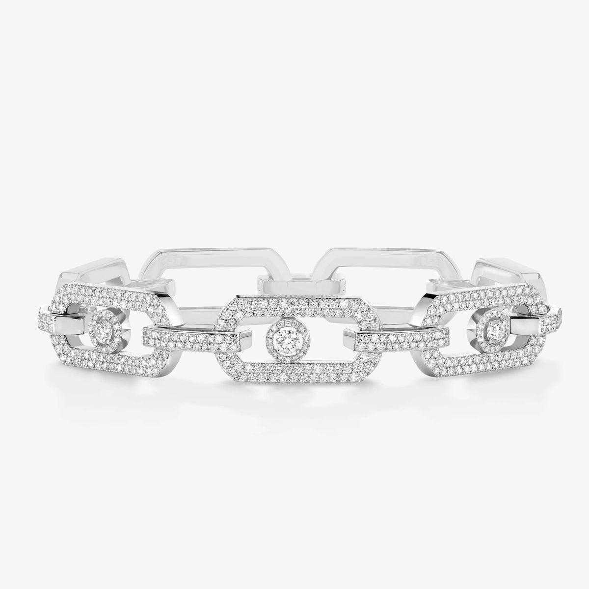 [lume Jewelry]Large Full Diamond Unisex Sliding Bracelet with Moissanite