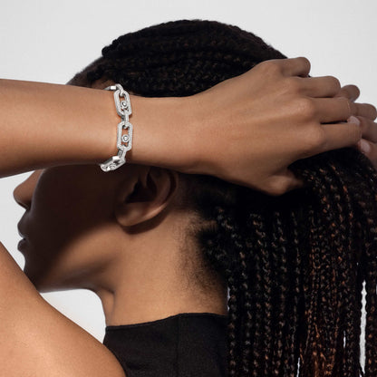 [lume Jewelry]Large Full Diamond Unisex Sliding Bracelet with Moissanite
