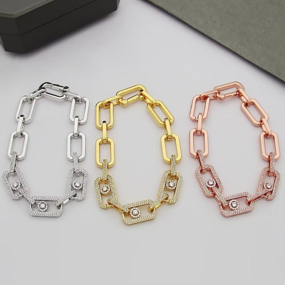 [lume Jewelry]Large Full Diamond Unisex Sliding Bracelet with Moissanite