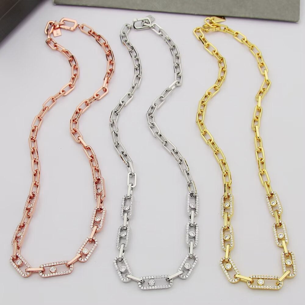 [lume Jewelry]Move Link Pave Diamond Necklace