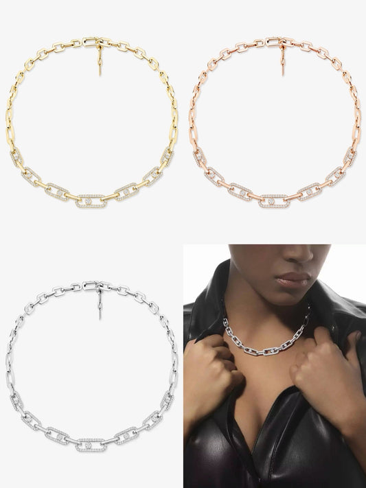 [lume Jewelry]Move Link Pave Diamond Necklace