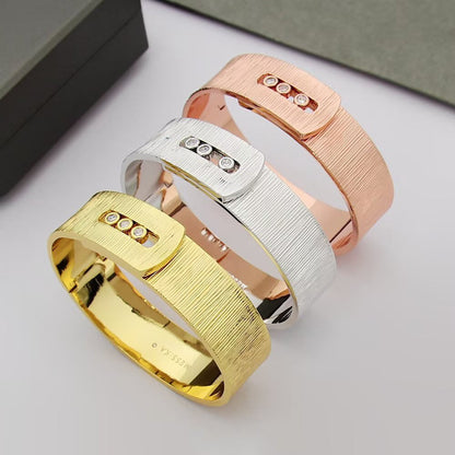 [lume Jewelry]Polished Brushed Bangle, Large Engraved Sliding Bangle