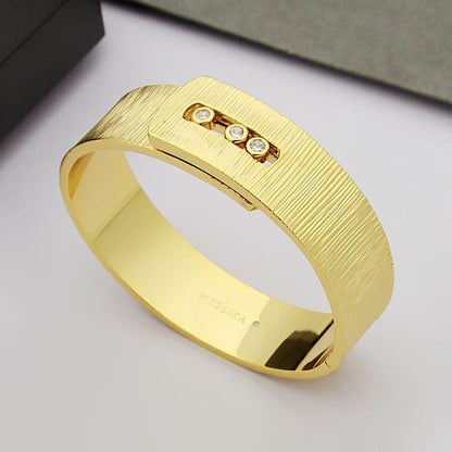 [lume Jewelry]Polished Brushed Bangle, Large Engraved Sliding Bangle
