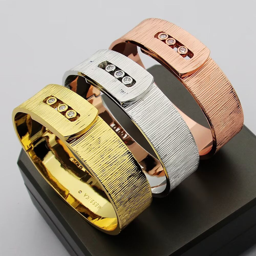 [lume Jewelry]Polished Brushed Bangle, Large Engraved Sliding Bangle