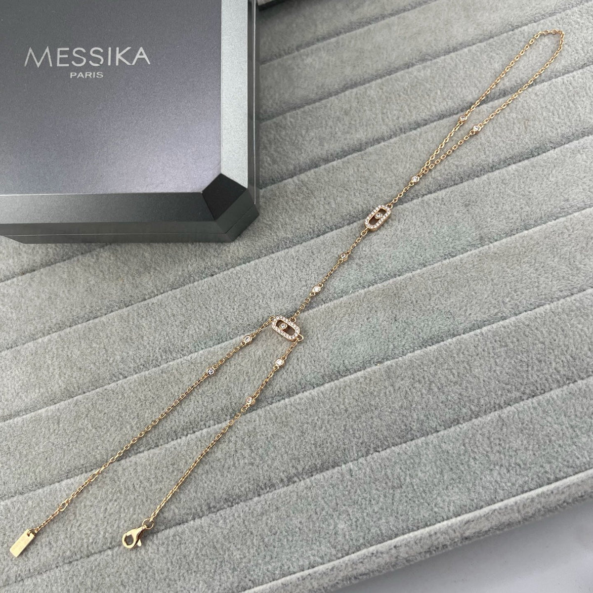 [lume Jewelry] Flexible Arm Chain Bracelet with Sliding Diamonds