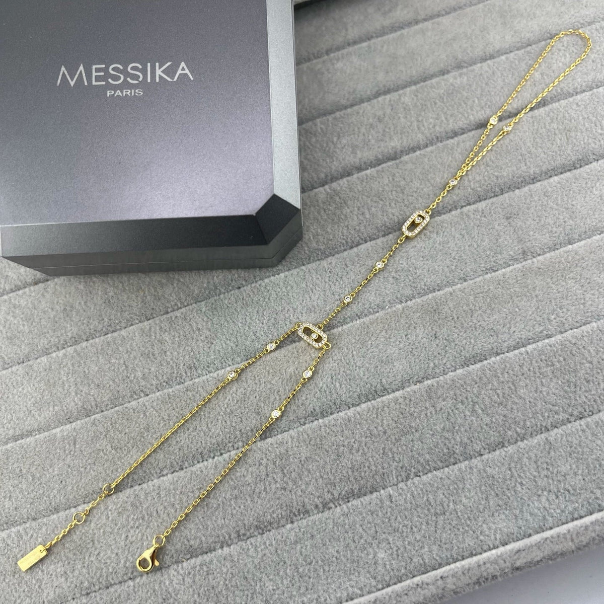 [lume Jewelry] Flexible Arm Chain Bracelet with Sliding Diamonds